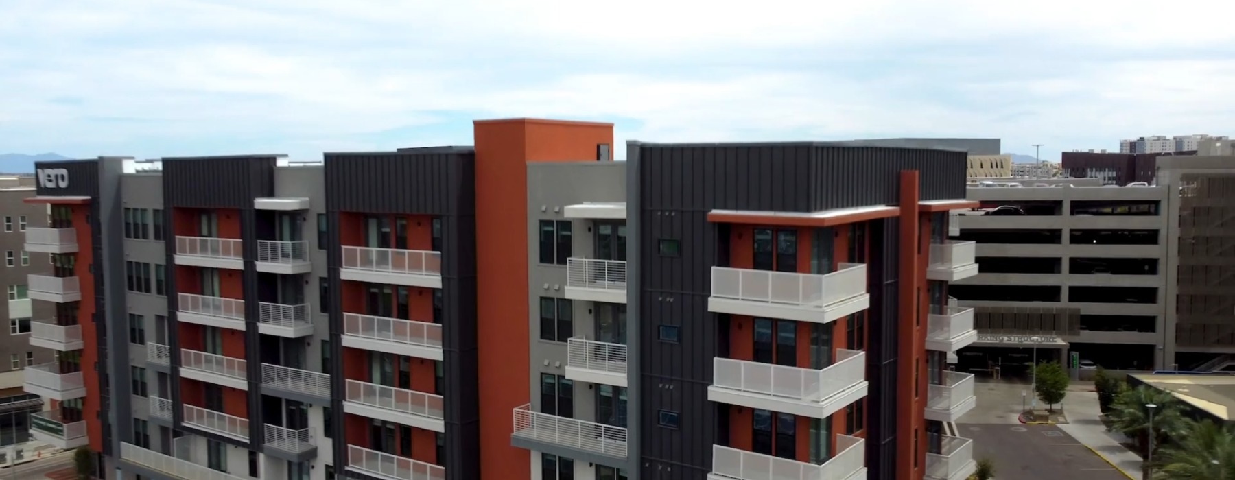 aerial view of multi-level building